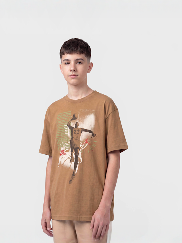 Jordan, JDB MJ Retro Hangtime Short Sleeve Tee, brown, Image 1 of 4