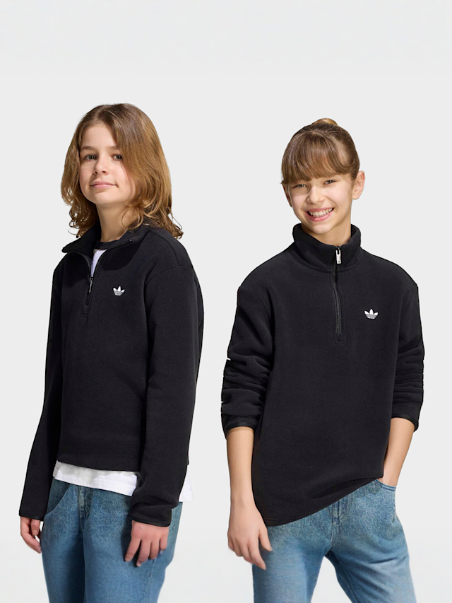 adidas Originals, Loose Fleece Halfzip Sweatshirt, black, Image 1 of 5
