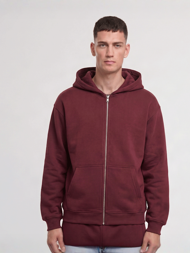 Urban Classics, Fluffy Zip Hoody, red, Image 1 of 3