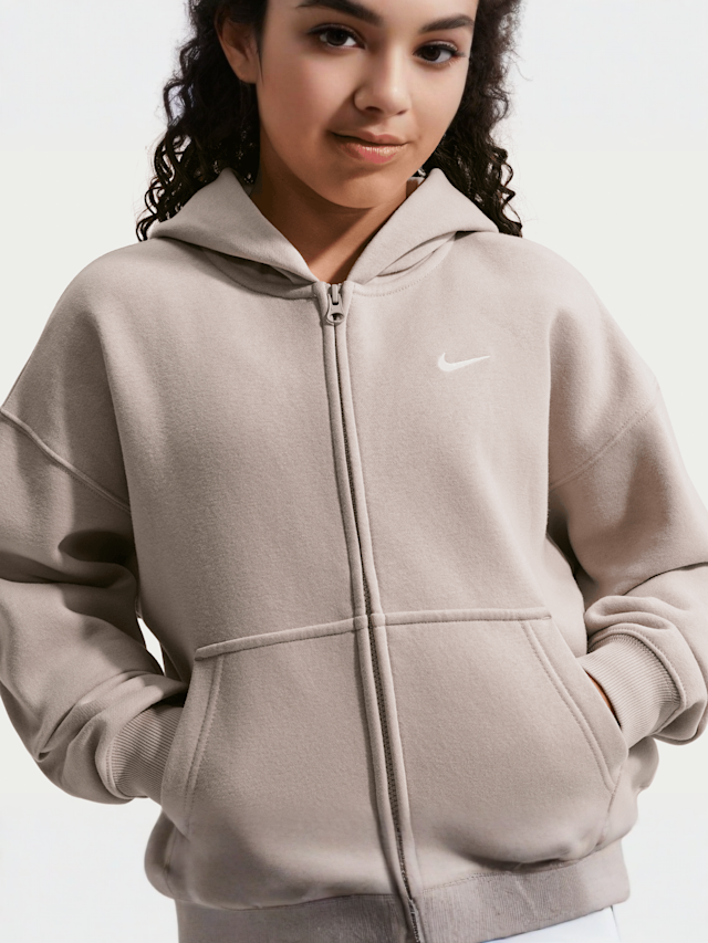 Nike, Sportswear Studio Fleece Oversized Full-Zip Hoodie, beige, Image 3 of 4