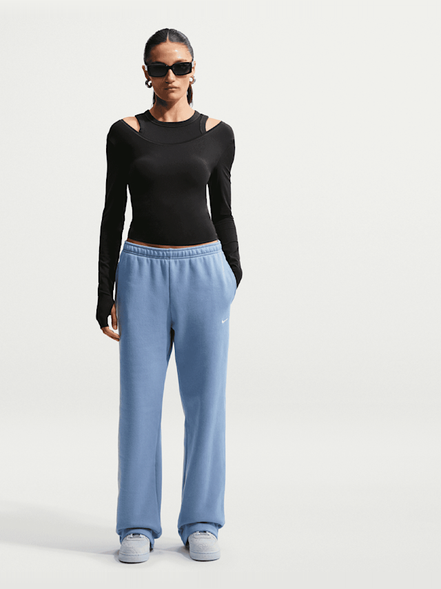 Nike  , Studio Fleece Medium Weight Mid Rise Open Hem Pant, blue, Image 6 of 6
