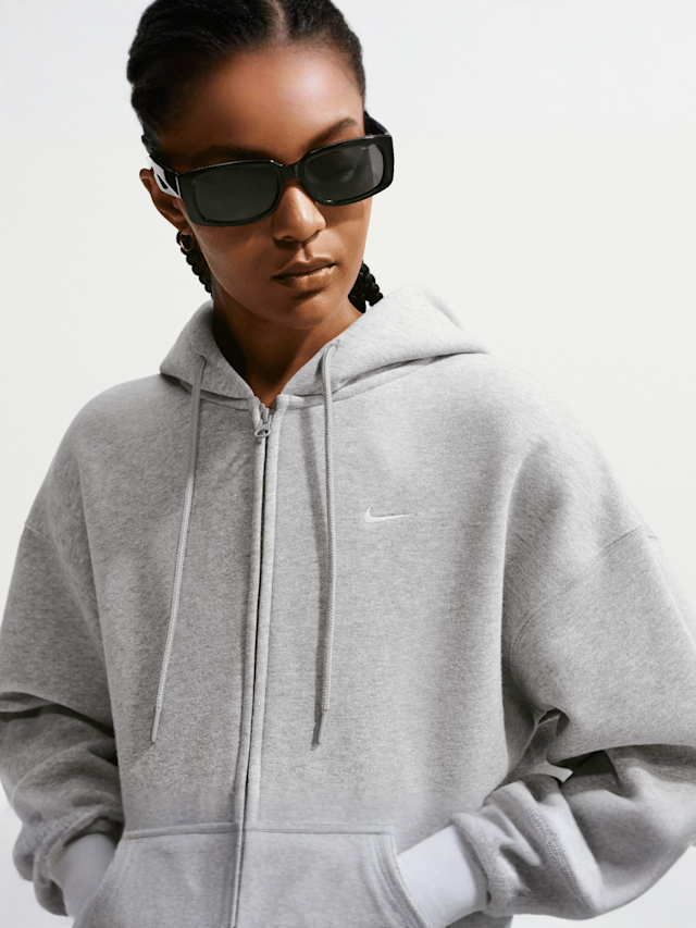 Nike  , Studio Fleece Medium Weight Oversized Full-Zip Hoodie, grey, Image 3 of 5