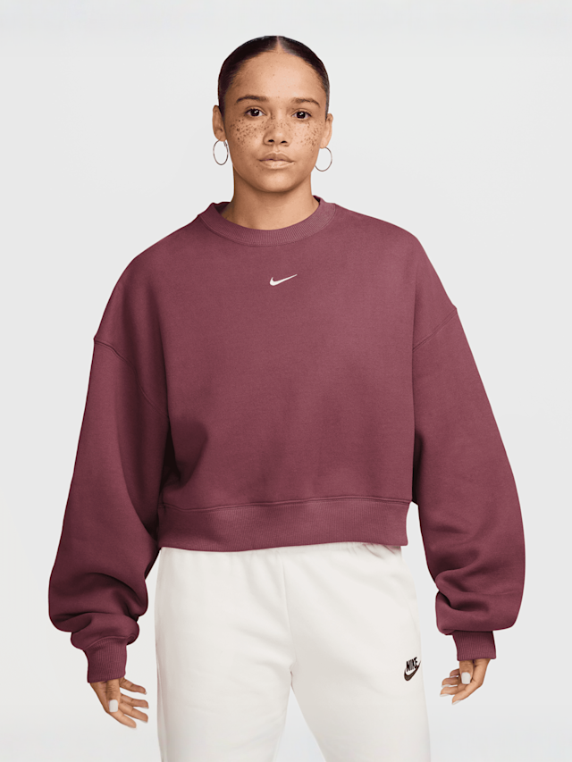 Nike  , Studio Fleece Oversized Cropped Crew, red, Image 1 of 3