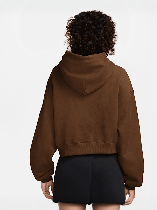 Nike  , Studio Fleece Oversized Cropped Full-Zip Hoodie, brown, Image 2 of 3