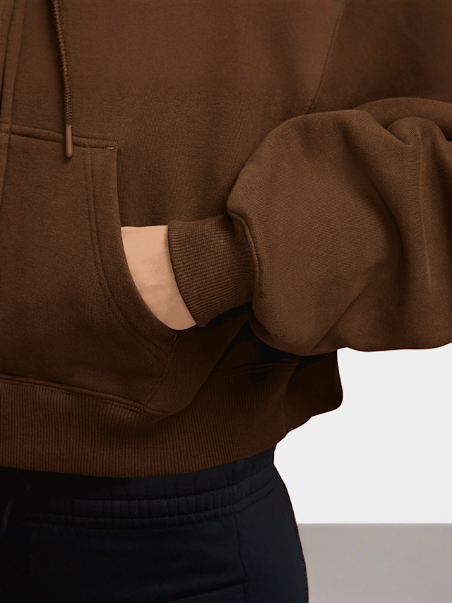 Nike  , Studio Fleece Oversized Cropped Full-Zip Hoodie, brown, Image 3 of 3