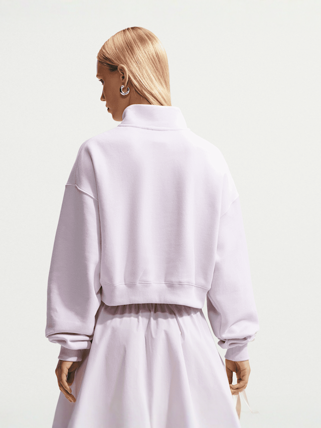 Nike, Studio Fleece Medium Weight Oversized 1/4-Zip Cropped Top, Pink, Image 2 of 4