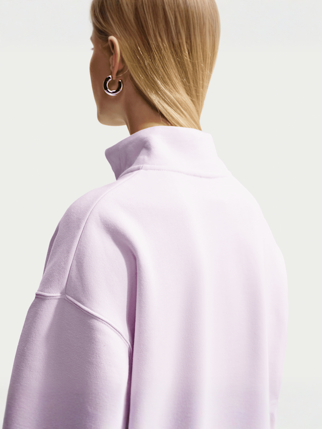 Nike, Studio Fleece Medium Weight Oversized 1/4-Zip Cropped Top, Pink, Image 4 of 4