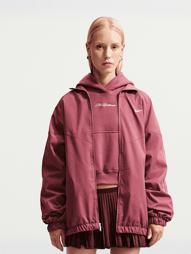 Nike, Studio Fleece Medium Weight Crop Hoodie, Pink, Image 1 of 5