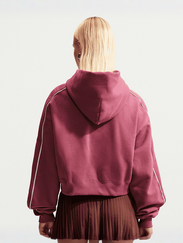 Nike, Studio Fleece Medium Weight Crop Hoodie, Pink, Image 2 of 5