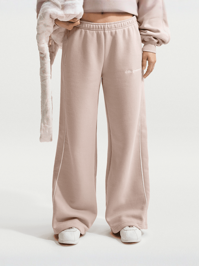 Nike  , Studio Fleece Medium Weight Mid-Rise Wide Leg, beige, Image 1 of 5