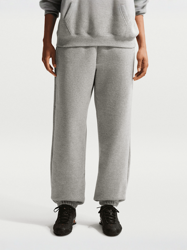 Nike  , Studio Fleece Medium Weight High-Rise Oversized Cuffed Pants, grey, Image 1 of 4