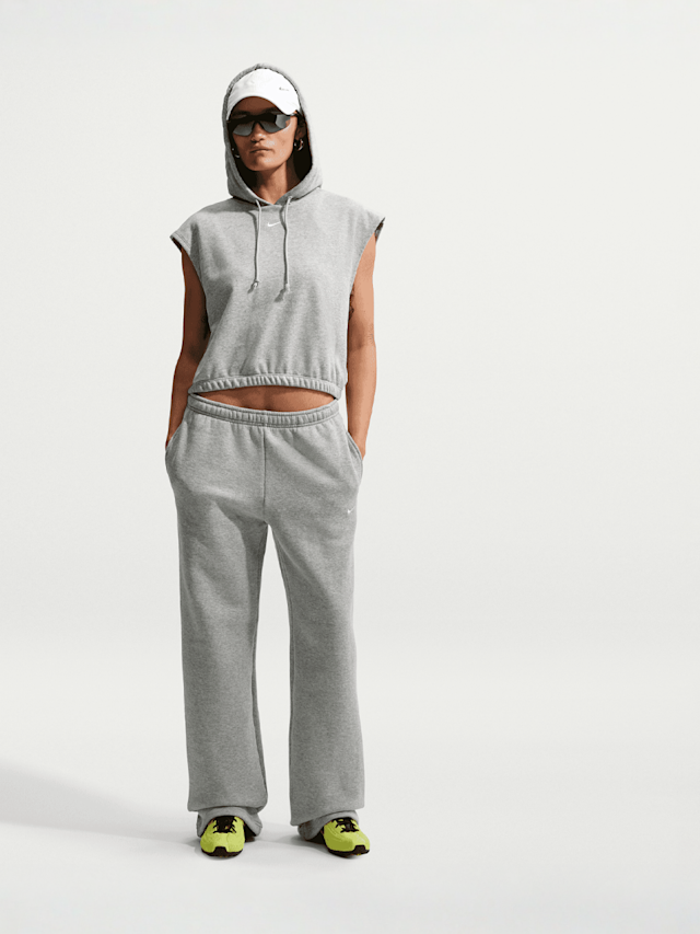Nike  , Studio Fleece Mid-Waist Open-Hem Pant, grey, Image 5 of 5