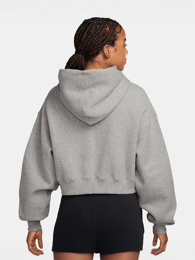 Nike  , Studio Fleece Mid Waist Oversized Crop Full Zip Hoodie, grey, Image 2 of 3