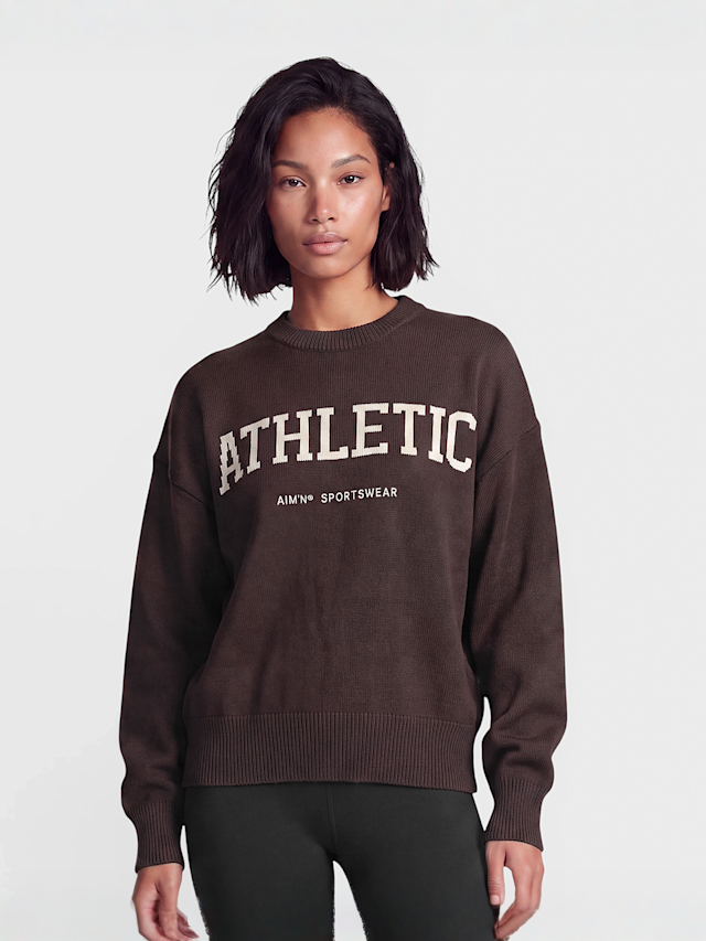 aim'n, Athletic Knit Sweatshirt, brown, Image 1 of 4