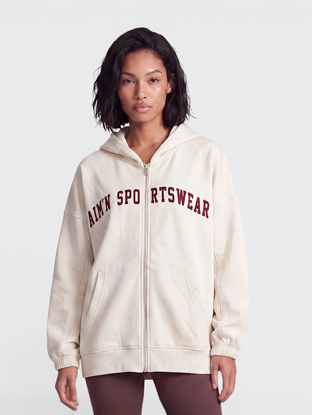 aim'n, Varsity Sweat Zip Hood, beige, Image 1 of 4
