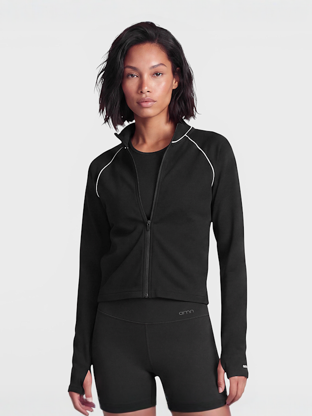aim'n, Shape Seamless Contrast Zip Jacket black, black, Image 1 of 4