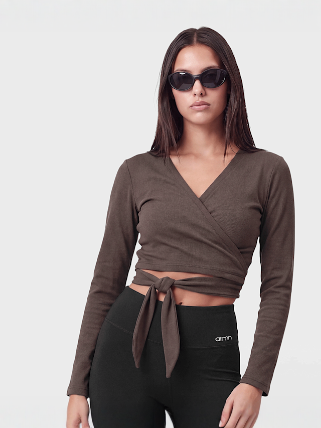 aim'n, Shape Seamless Wrap Long Sleeve, brown, Image 1 of 4