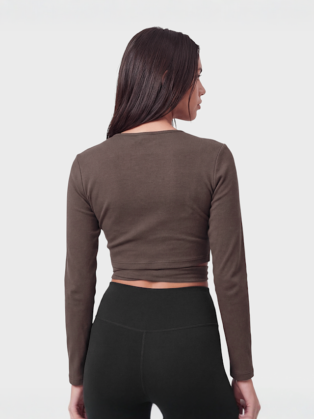 aim'n, Shape Seamless Wrap Long Sleeve, brown, Image 2 of 4
