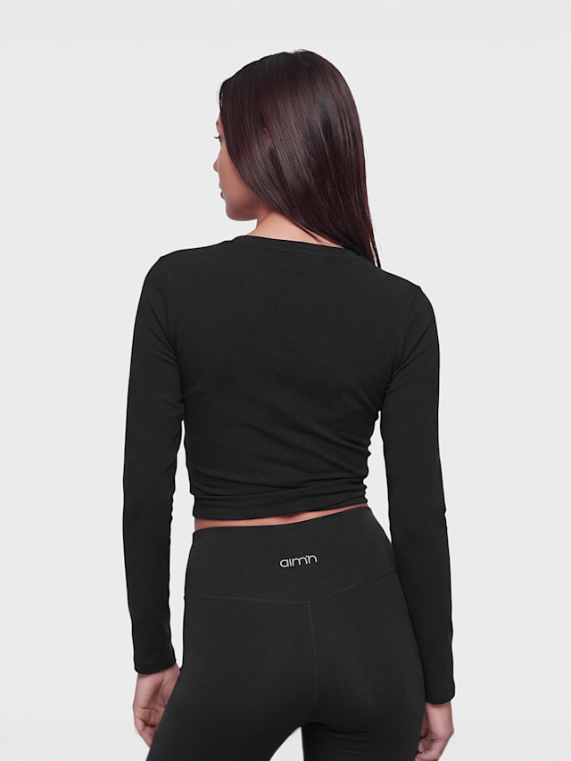 aim'n, Shape Seamless Wrap Long Sleeve, black, Image 2 of 4