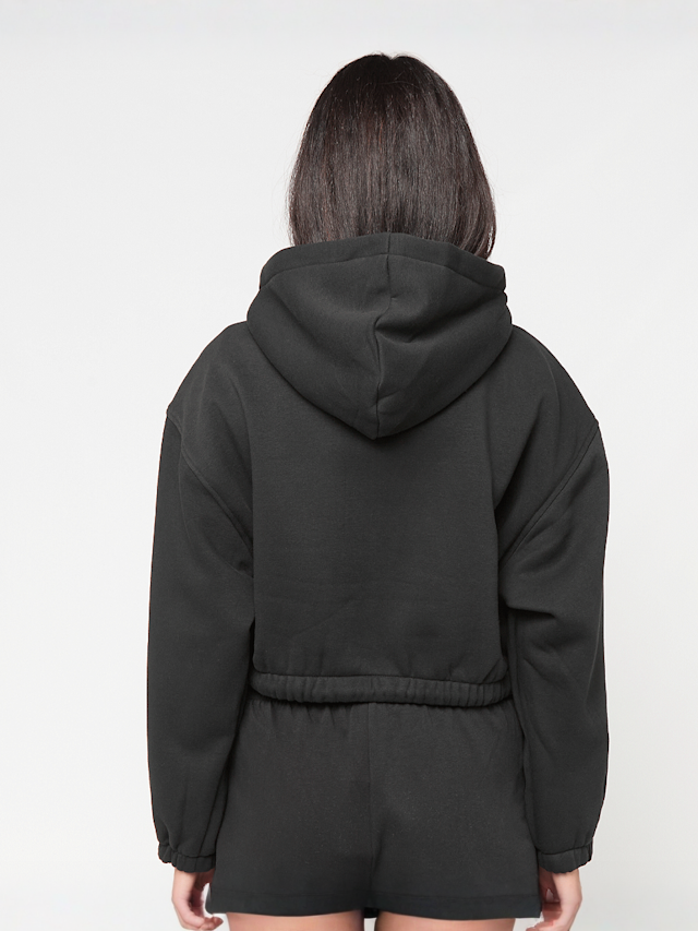 Urban Classics, Ladies Fluffy Cropped Zip Hoodie, black, Image 2 of 3