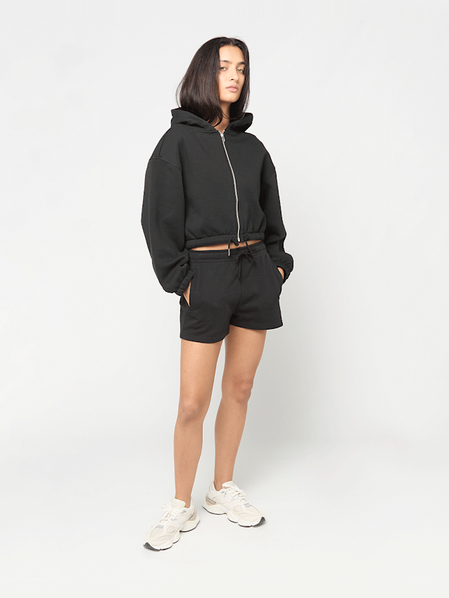 Urban Classics, Ladies Fluffy Cropped Zip Hoodie, black, Image 3 of 3