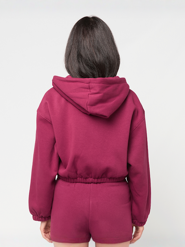 Urban Classics, Ladies Fluffy Cropped Zip Hoodie, red, Image 2 of 3