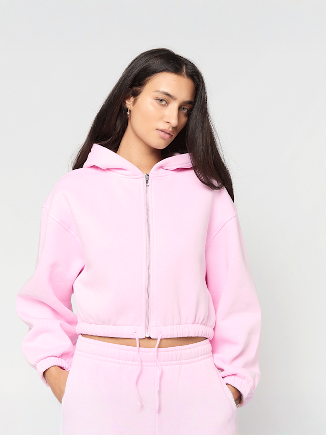 Urban Classics, Ladies Fluffy Cropped Zip Hoodie, light pink, Image 1 of 3