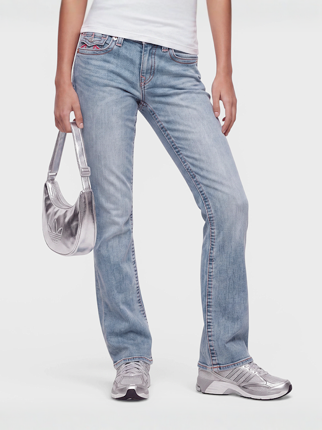 True Religion, Becca Midrise Bootcut Big T Flap, blue, Image 1 of 4