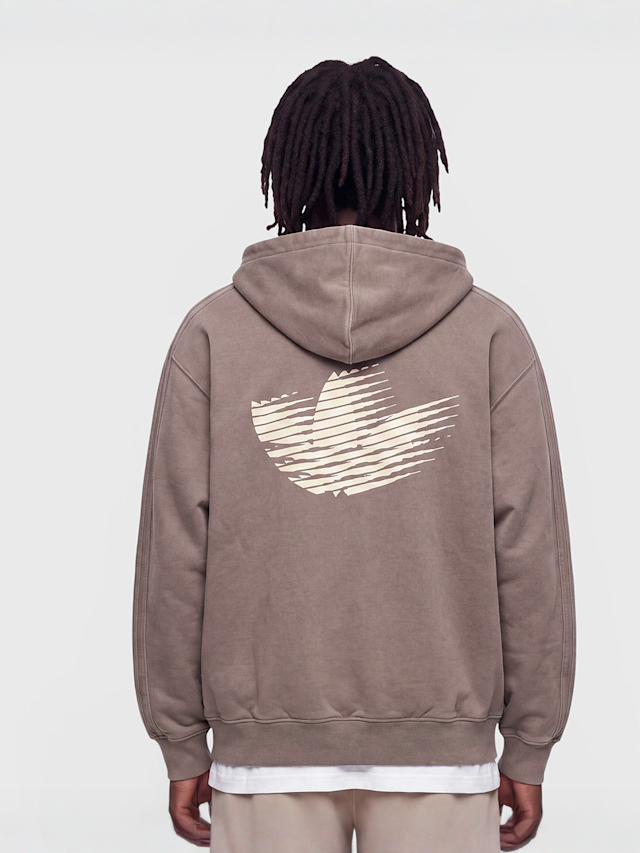 adidas Originals, Washed Full Zip Oversized Hoodie, brown, Image 2 of 4