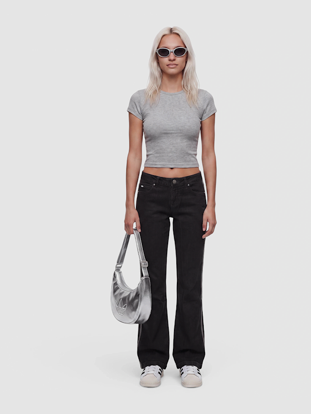 adidas Originals, Superstar Low Rise Flared Leg Denim Pants, black, Image 4 of 4