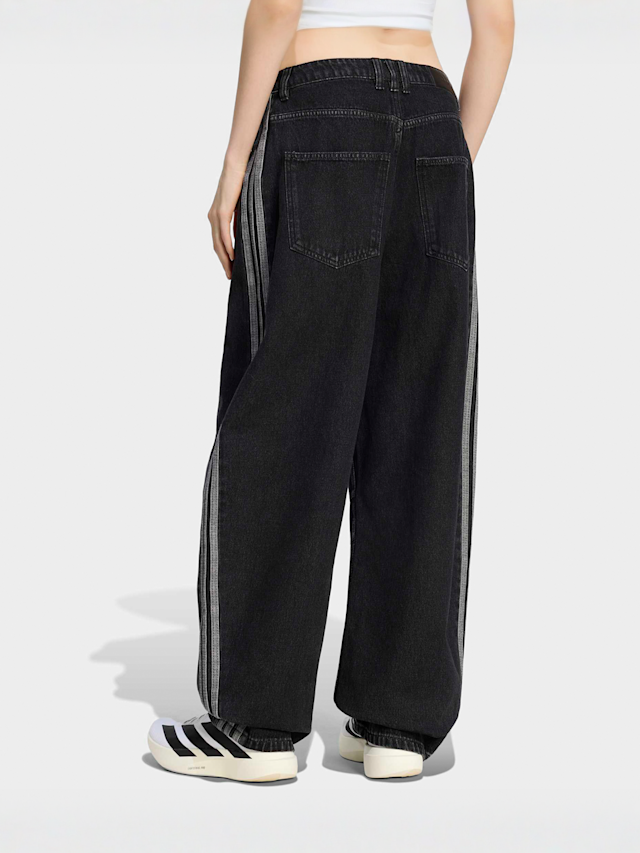 adidas Originals, High Rise Barrel Leg Denim Pants, black, Image 2 of 5
