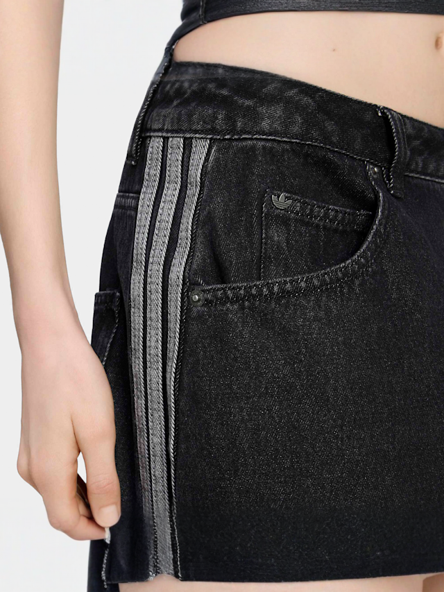 adidas Originals, High Rise Barrel Leg Denim Pants, black, Image 3 of 5