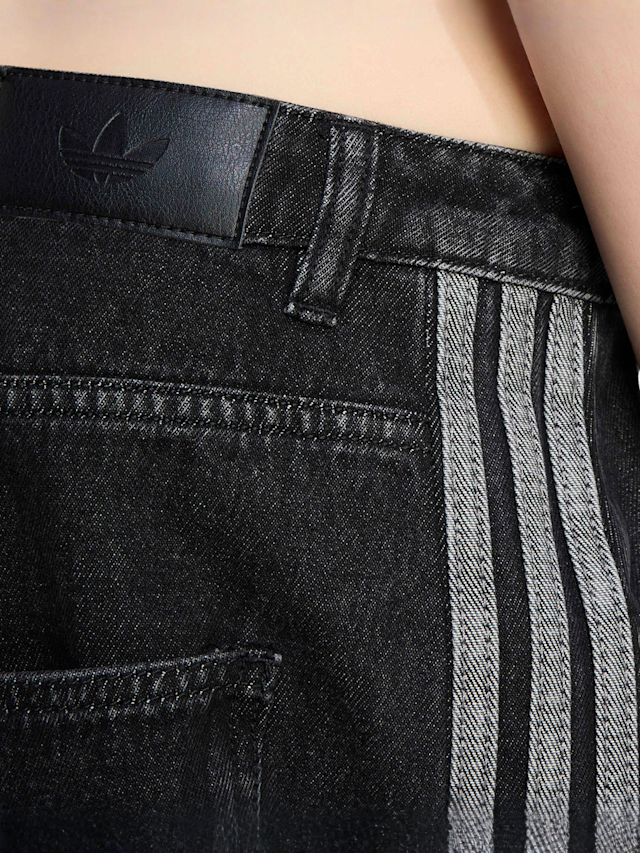 adidas Originals, High Rise Barrel Leg Denim Pants, black, Image 4 of 5