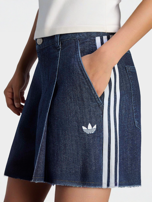adidas Originals, Denim Pleats Wide Leg Pants, blue, Image 3 of 5