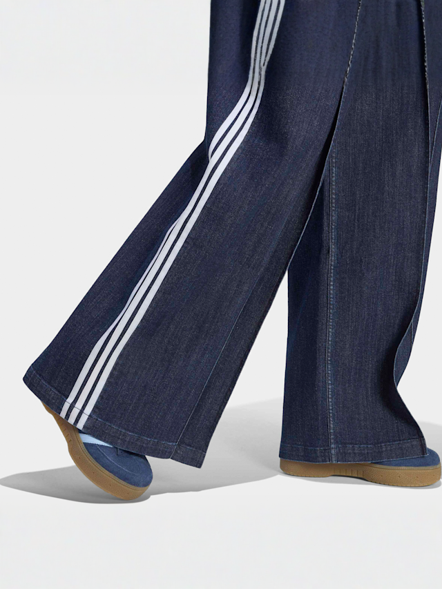 adidas Originals, Denim Pleats Wide Leg Pants, blue, Image 4 of 5