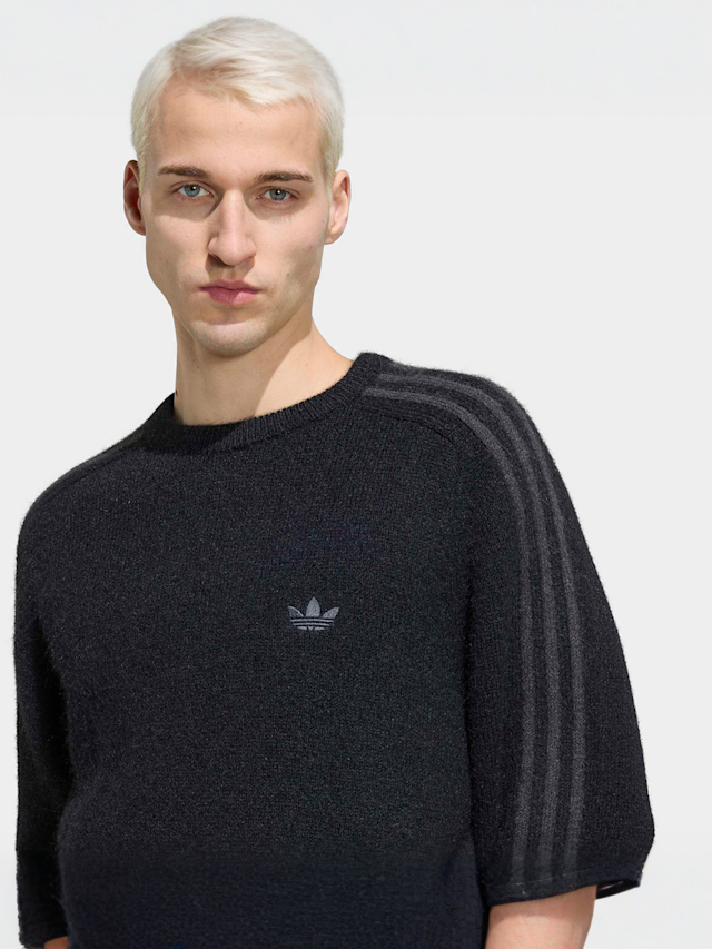 adidas Originals, 3-Stripes Knit Crew, black, Image 3 of 5