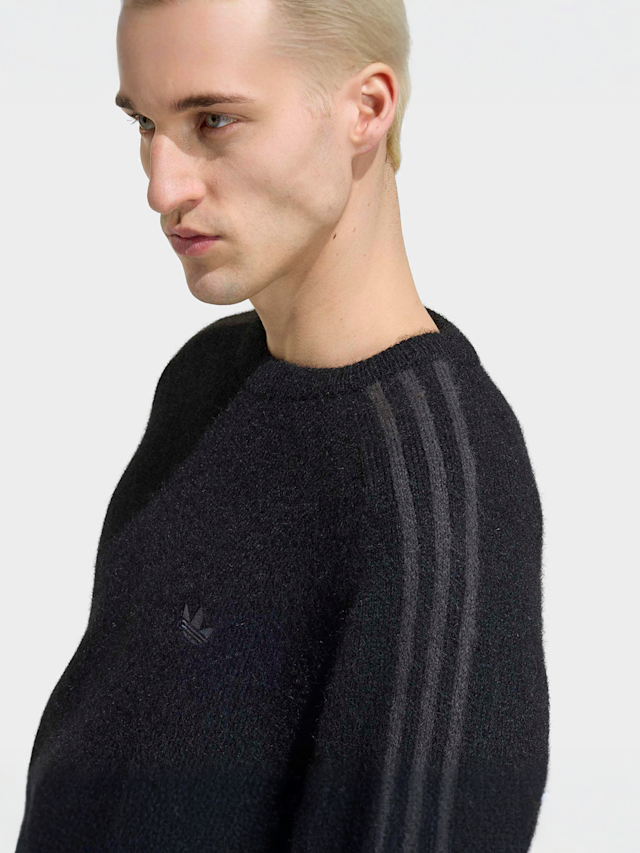 adidas Originals, 3-Stripes Knit Crew, black, Image 4 of 5