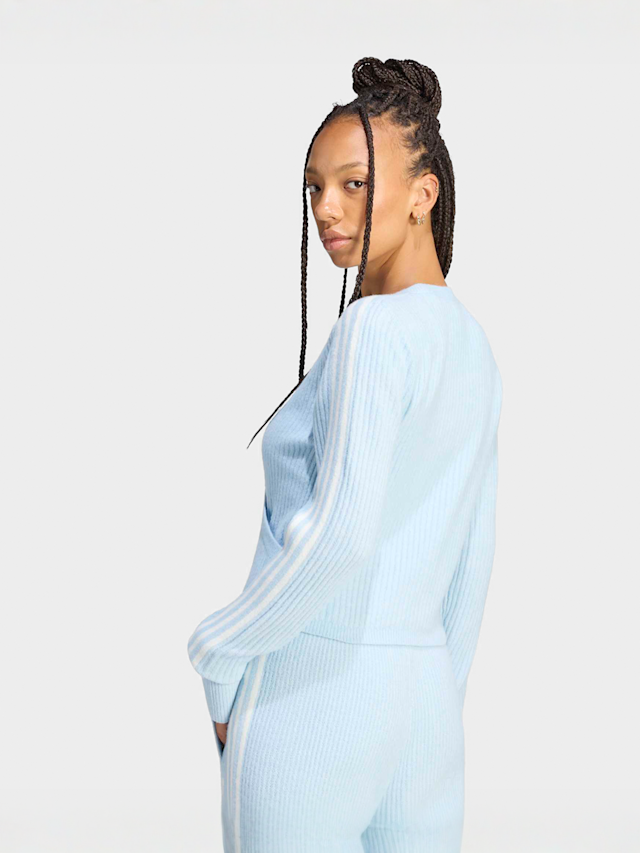 adidas Originals, Adiluna Season 2 X Jennie Knitted Wrap Around Cardigan, blue, Image 2 of 5