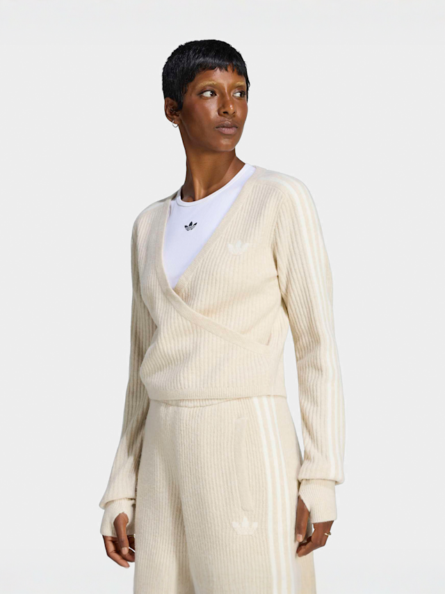 adidas Originals, Adiluna Season 2 X Jennie Knitted Wrap Around Cardigan, beige, Image 1 of 5