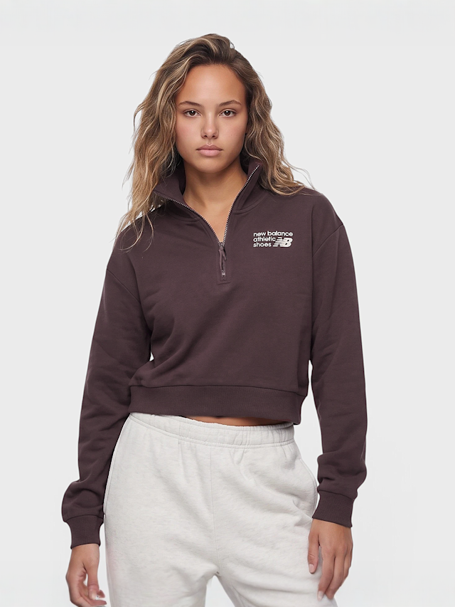 New Balance, Athletics Premium Logo Oversized Half Zip, purple, Image 1 of 4
