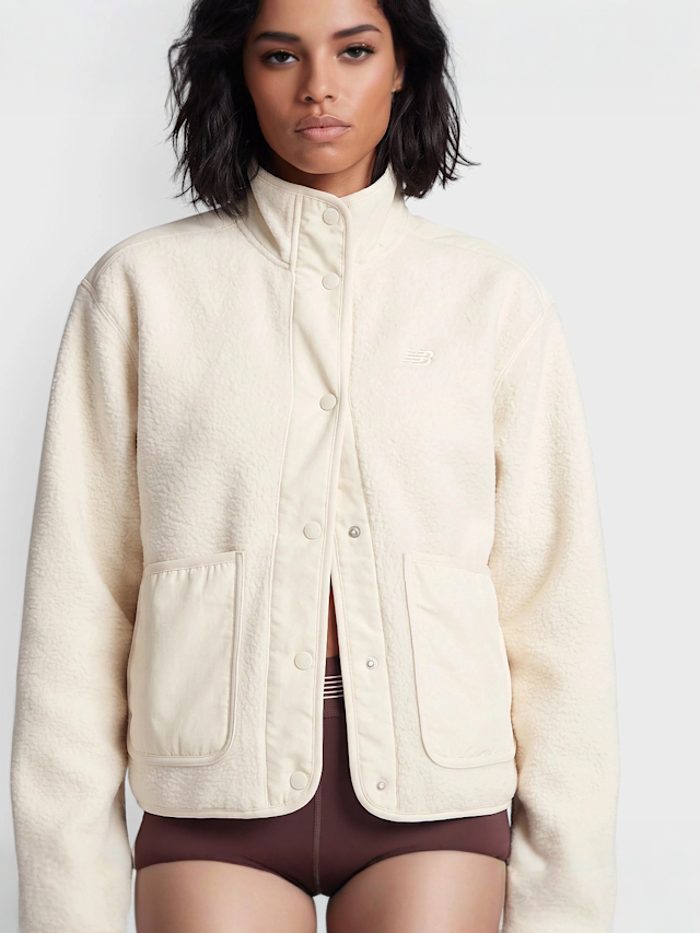 New Balance, High Pile Fleece Jacket, beige, Image 3 of 5