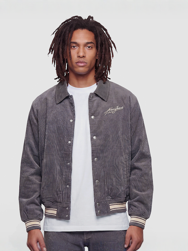 Karl Kani, Corduroy Oversized College Jacket, grey, Image 1 of 4