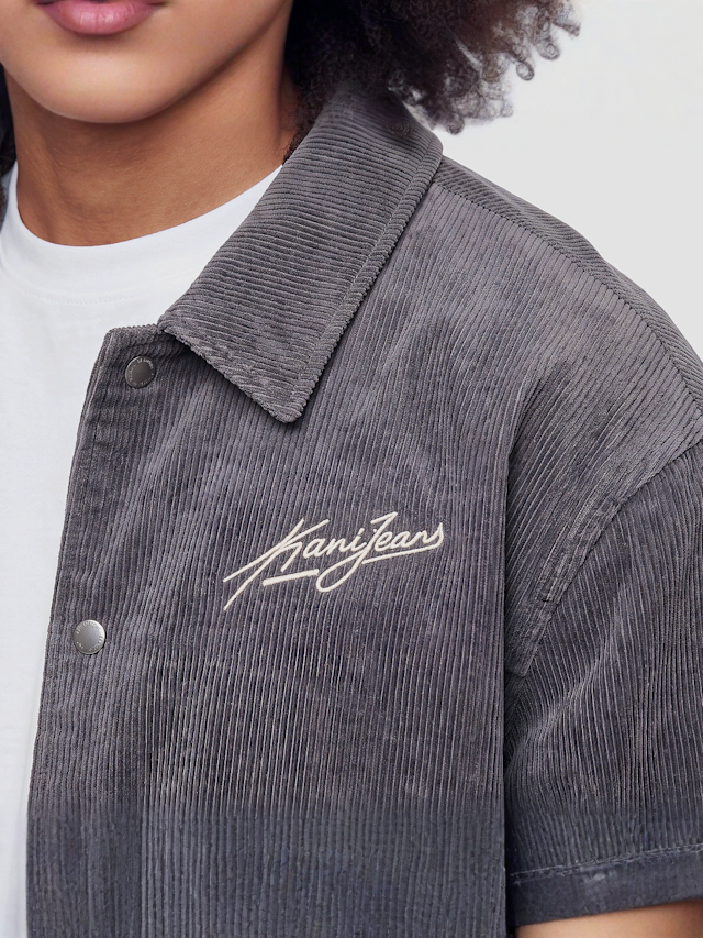 Karl Kani, Corduroy Oversized College Jacket, grey, Image 3 of 4