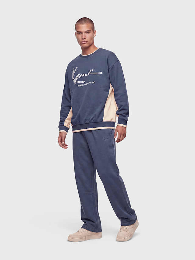 Karl Kani, Signature Box Pleat Straight Leg Sweatpants, blue, Image 4 of 4