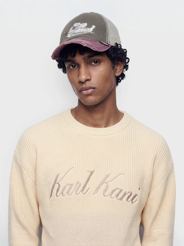Karl Kani, Script Knit Oversized Crew, beige, Image 3 of 4