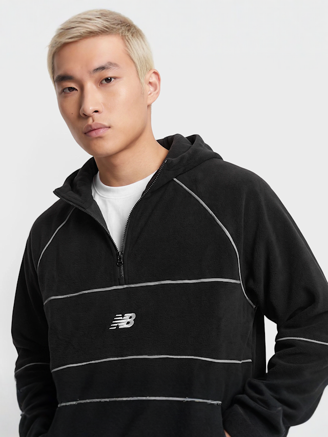 New Balance, Trackside Polar Fleece Hoodie, black, Image 3 of 6