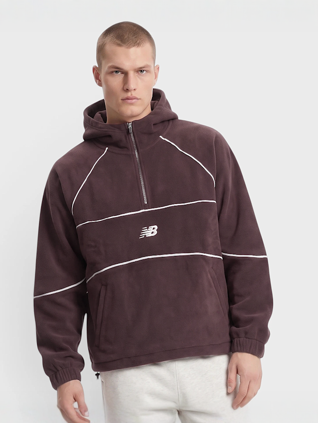 New Balance, Trackside Polar Fleece Hoodie, Red, Image 1 of 5