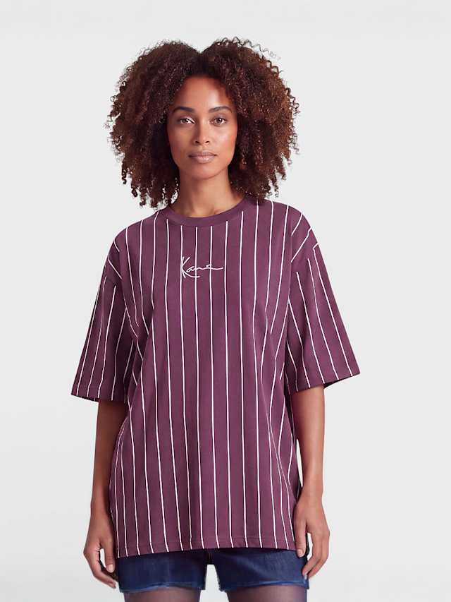 Karl Kani, Small Signature Essential Pinstripe OS Tee, purple, Image 1 of 4