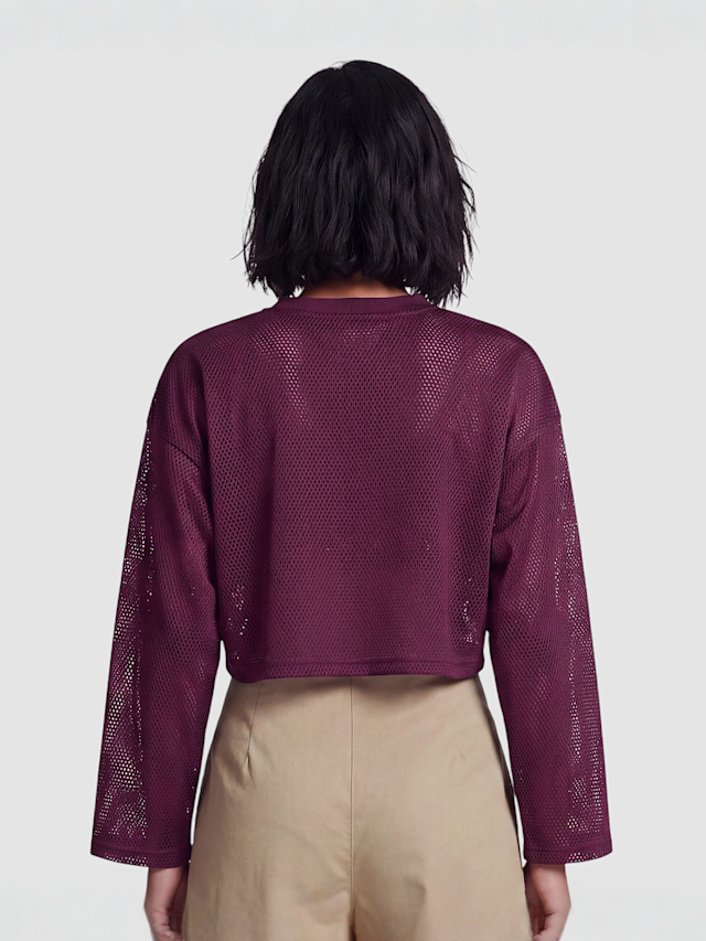 Karl Kani, College Mesh Cropped Longsleeve, purple, Image 2 of 4