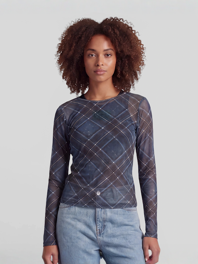 Karl Kani, Signature Check Mesh Longsleeve, multi-colour, Image 1 of 3